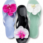 3 colors of Jelly Flower PU Summer Flat Sippers Sandals Slides Online Tobago