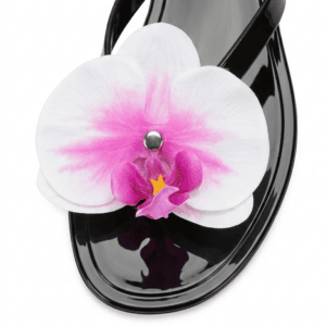Black Jelly Flower PU Summer Flat Sippers Sandals Slides Online Tobago