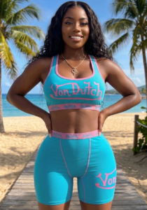 Von Dutch Nostalgia Two-Piece Set – Aqua & Pink