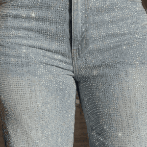 Alternative view of Women Half Cut Rhinestone Denim Jeans Pants
